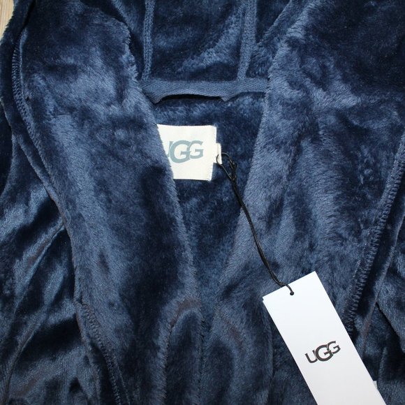 NWT UGG‎ MIRANDA VELOUR PLUSH HOODED BATH ROBE NAVY BLUE - Picture 4 of 7